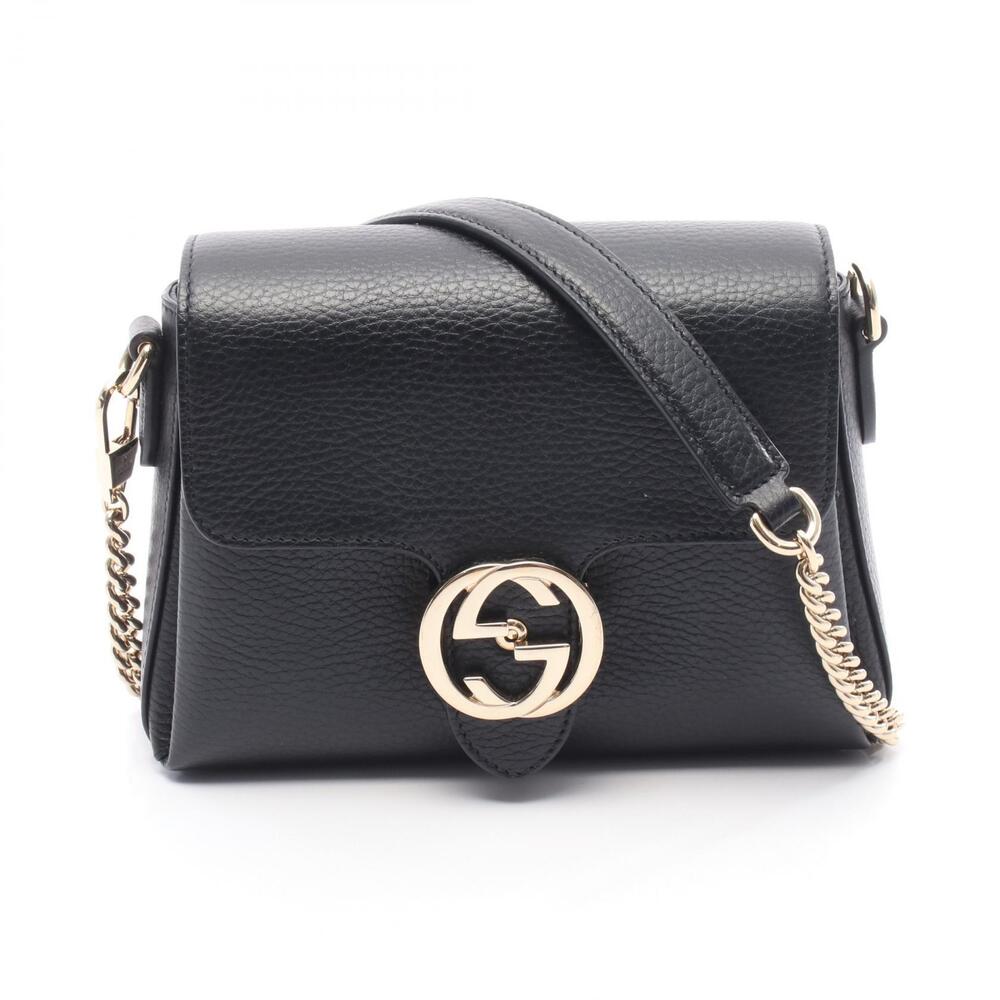 Gucci Interlocking GG Shoulder Bag Leather Black
